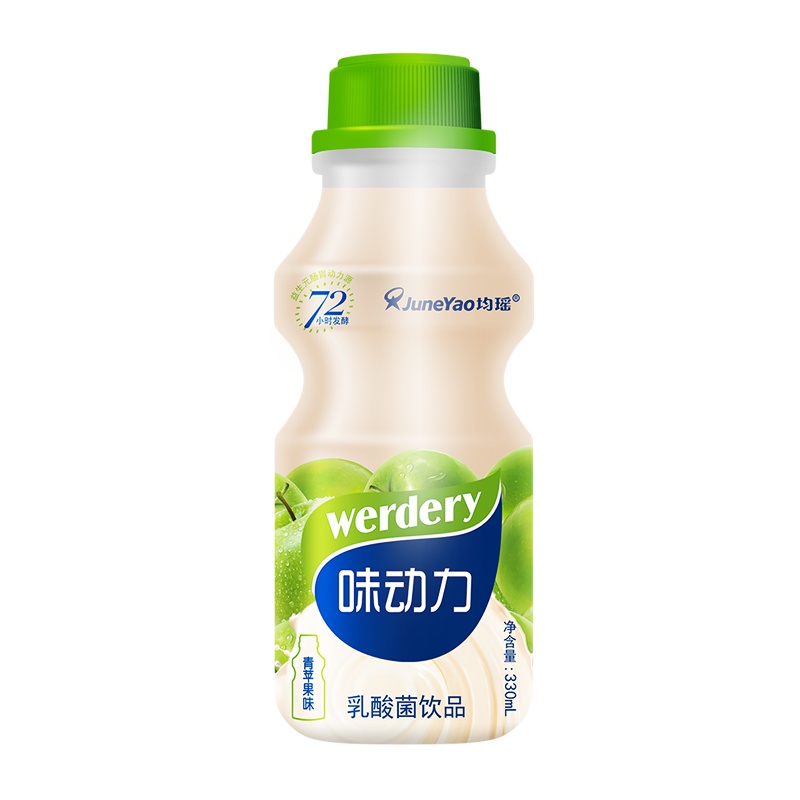均瑶味动力苹果味乳酸菌饮品 0脂肪益生菌饮料 大瓶装 330ml*6