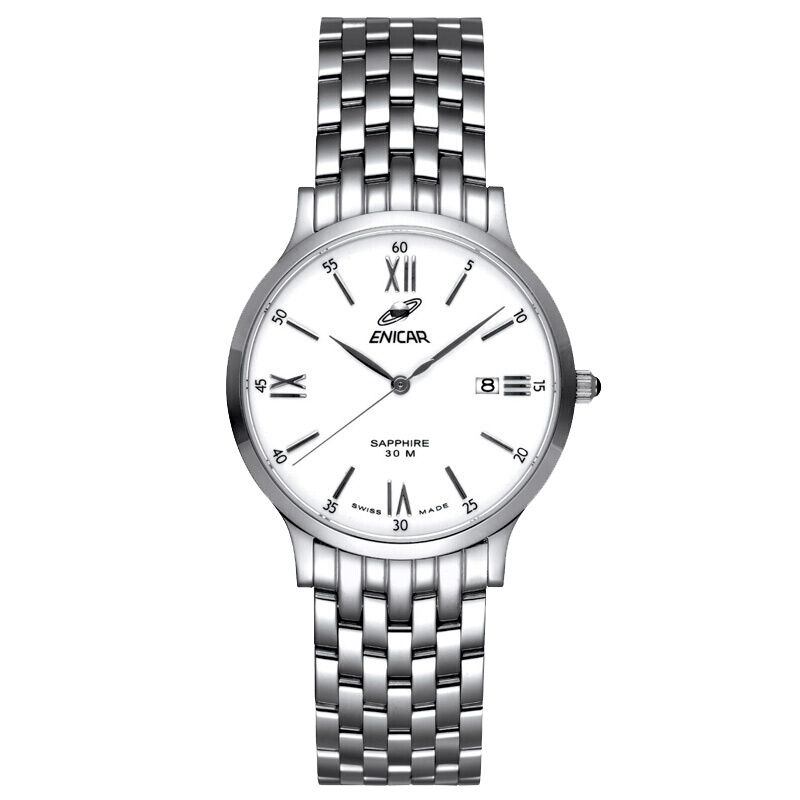 英纳格(ENICAR)石英纳米系列时尚简约休闲商务钢带石英男士手表255/30/280aA