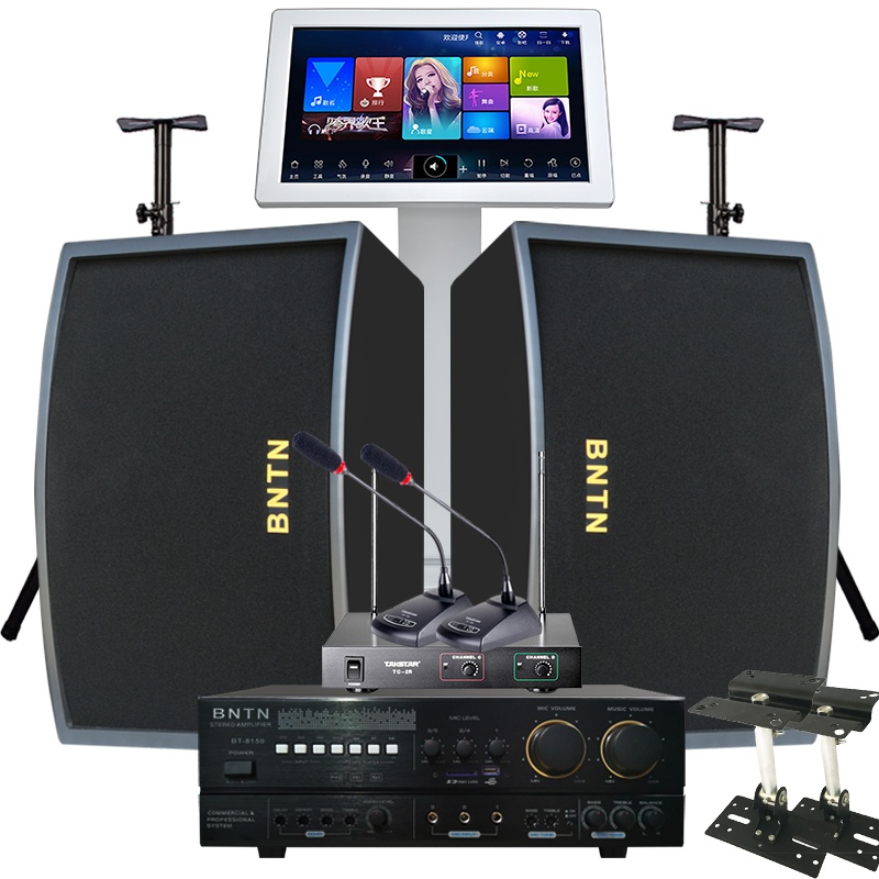 奔腾(BNTN)家庭影院专业会议KTV音响全套套装卡拉OK点歌机触屏电视舞台音箱8150配BTKT10音箱鹅颈话筒