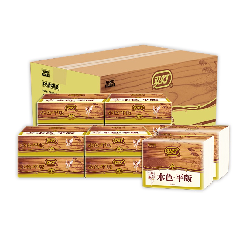 双灯 平板纸 本色系列卫生纸328张*12包(整箱出售)