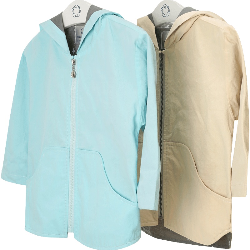 男女童春季新品外套长袖拉链带耳朵帽子时尚外出服1-5岁80-120cm