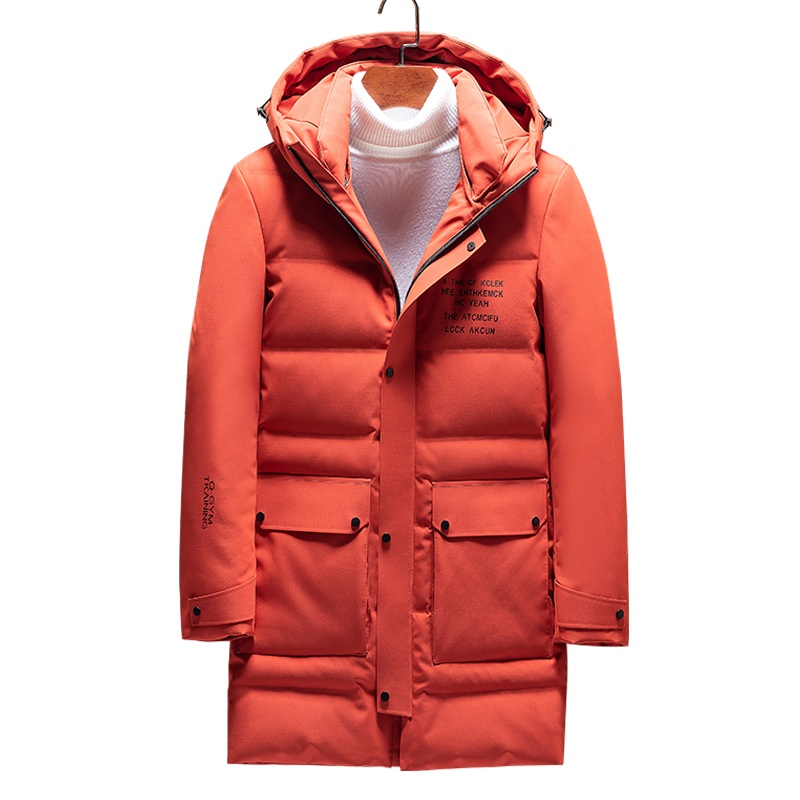 雅鹿男装冬季新品中长款连帽百搭字母印花保暖男士羽绒服14116013