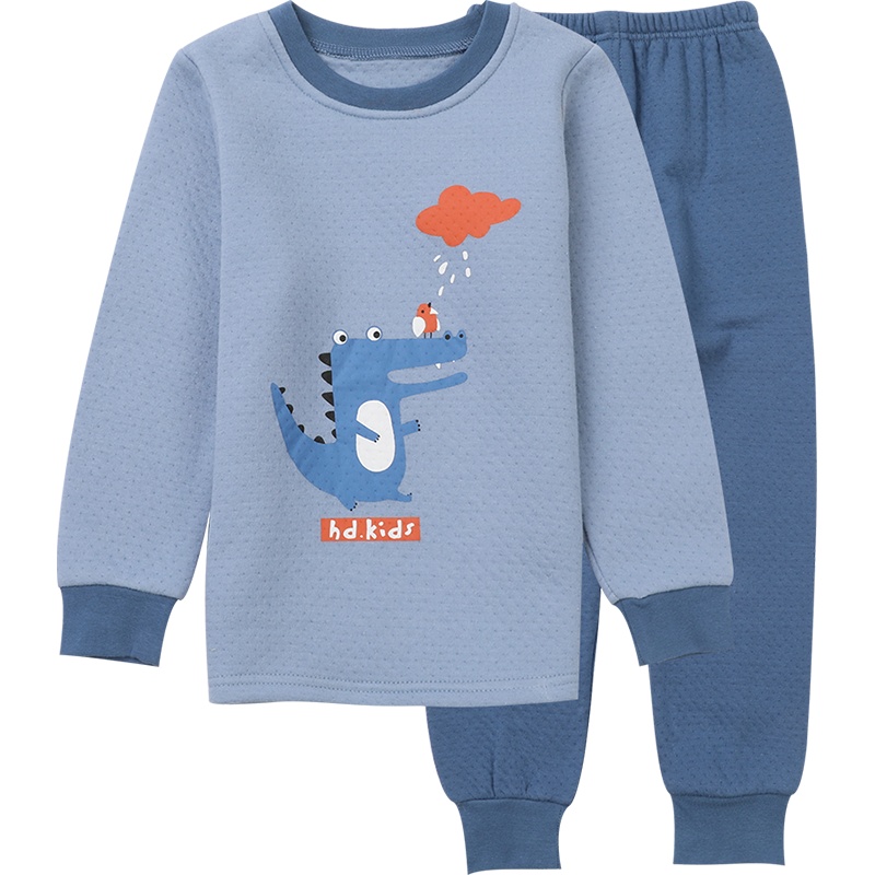 小红豆儿童加厚保暖内衣套装男童三层夹棉空气层循环锁温秋衣秋裤套装