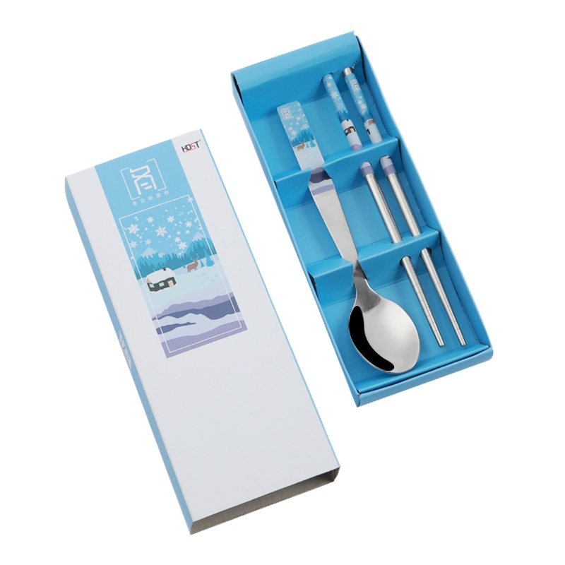 华典世通(HDST)SJ-1901 四季平安系列 2件组 3件组 4件组 不锈钢勺子筷子礼盒套装 二件组(冬)
