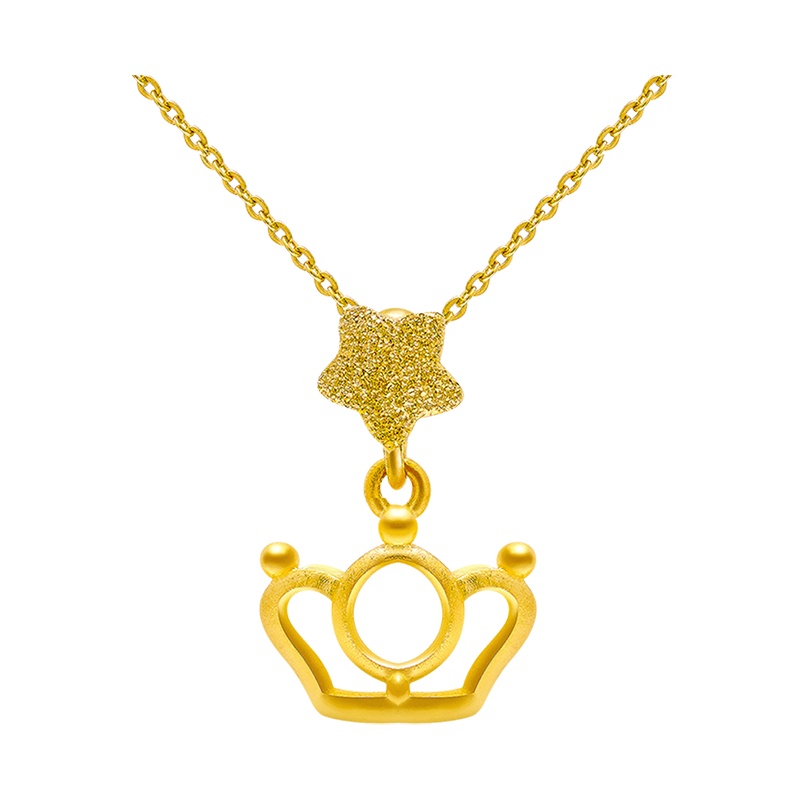潮宏基 凤冠 女王皇冠 足金挂坠黄金吊坠优雅不含链 送女友礼物 计价工费75元