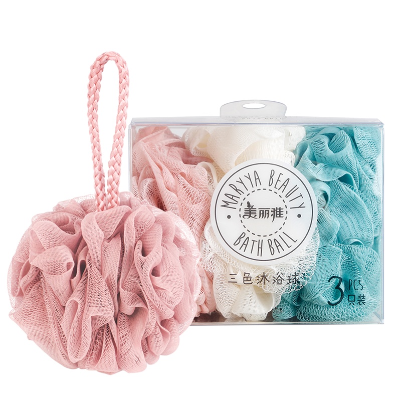 美丽雅 卫浴用品 沐浴球浴花 家用搓澡巾洗澡巾洗浴球 3只装