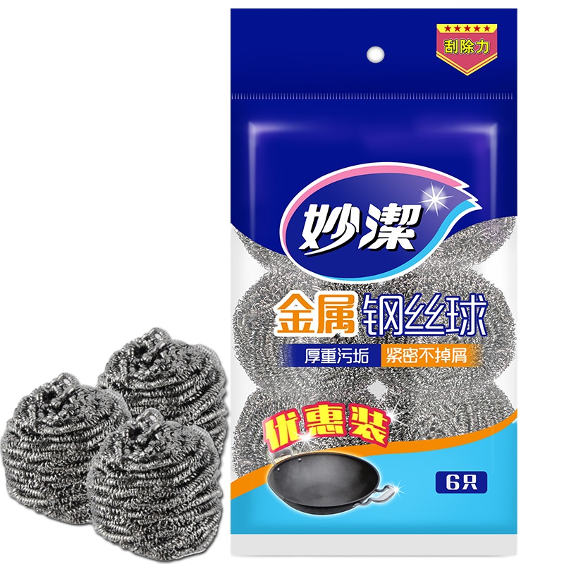 妙洁家用不锈钢钢丝球(6只装/袋)