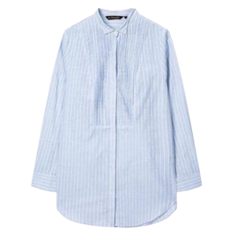 拉夏贝尔新款韩版修身上衣时尚百搭长袖条纹衬衫女10018550