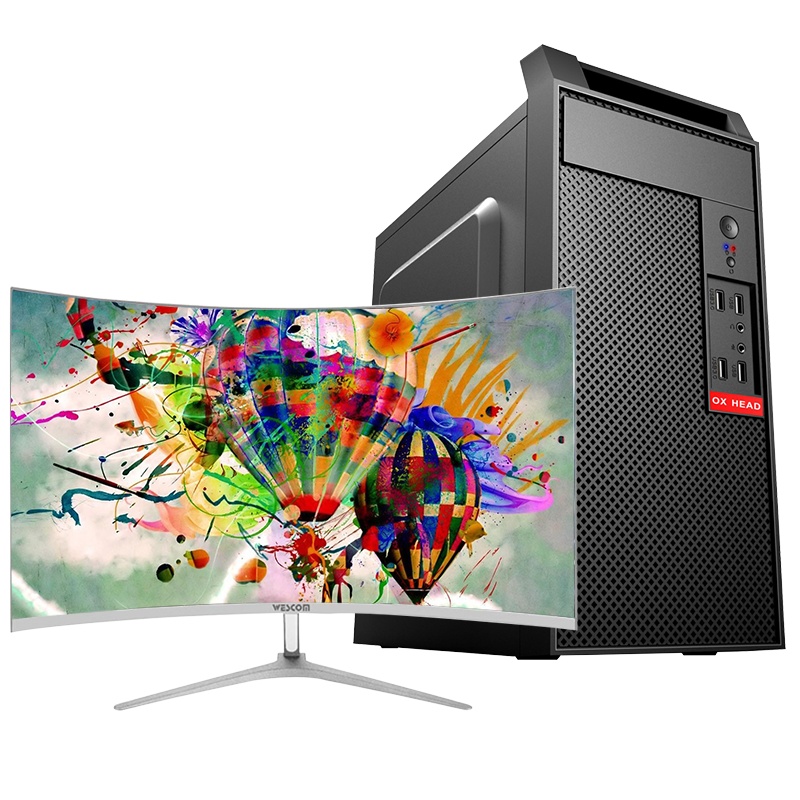 铭能 英特尔酷睿i5/4G高频内存/128G高速固态 SSD 台式电脑 台式机 电脑主机 组装电脑 DIY组装机 家用办公电脑台式组装机 商务娱乐影音游戏电脑学生网课+32英寸曲面