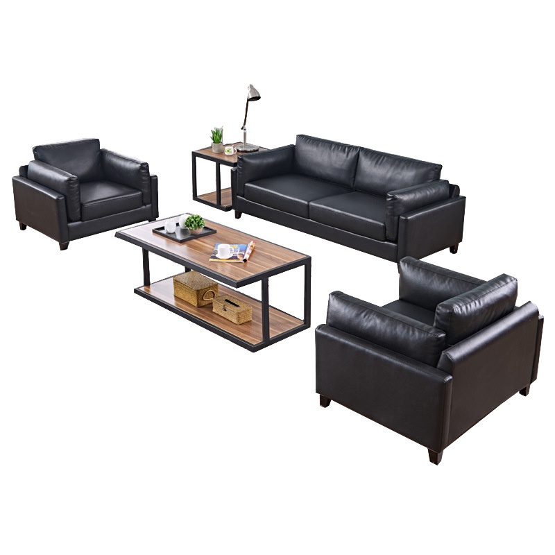 办公沙发茶几组合真皮商务接待洽谈会客办公室沙发小户型北欧简约