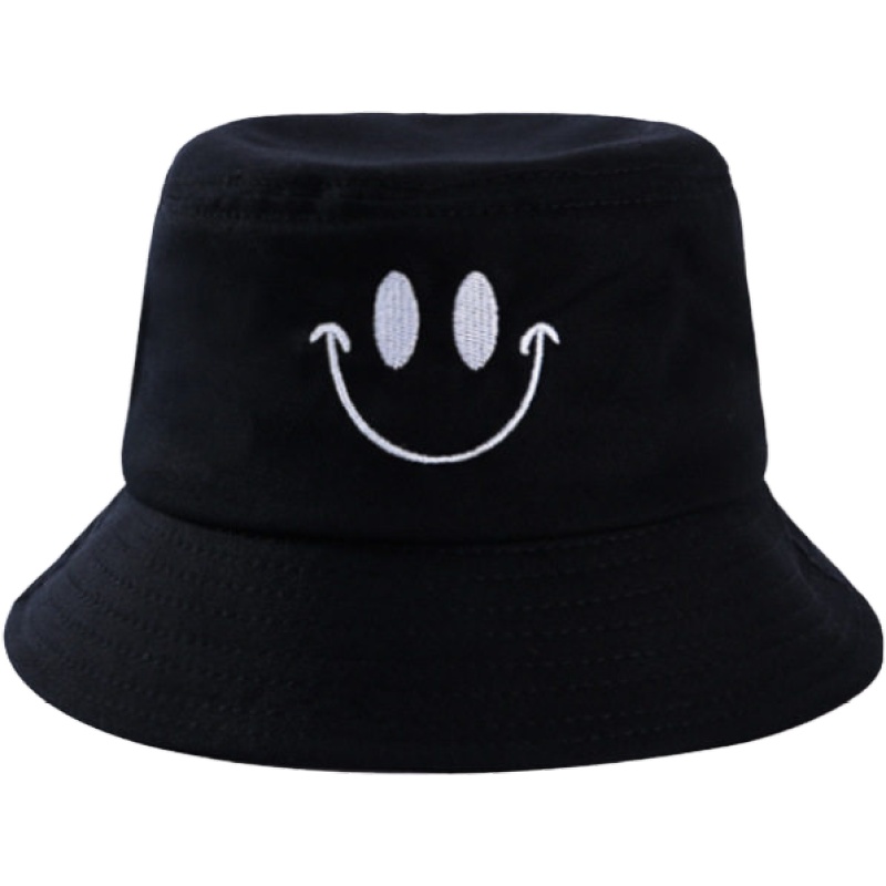 俞兆林帽子女夏天韩版百搭出游渔夫帽 学生笑脸刺绣男防晒可爱休闲盆帽