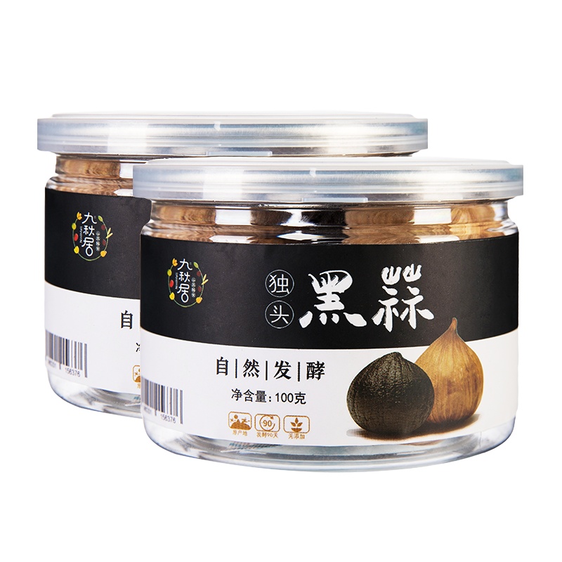 九秋居干货独头黑蒜100g*2罐精选装山东黑大蒜出口级零食即食实惠