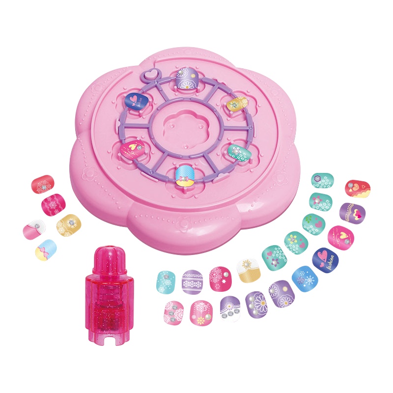 安丽莉儿童指甲贴片玩具公主女孩可爱安全无毒美甲套装宝宝卡通纹身贴纸(55002幻彩美甲包)