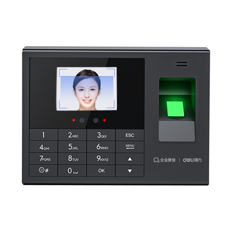得力3765WX人脸识别考勤机企业微信异地考勤打卡一体机指纹签到远程上班考勤刷脸定位面部智能打卡机考勤机
