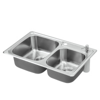 科勒(KOHLER)抗油盾厨房洗菜盆双槽304不锈钢水槽套餐洗菜池K-45924AKF