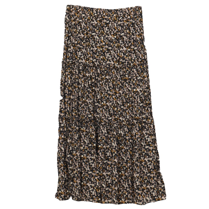 ENJOY'ME女装2019冬季新品文艺森女系碎花压皱长半裙