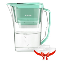 苏泊尔(SUPOR)过滤净水器 家用滤水壶 自来水过滤器净水壶 J-UF01(绿色)一壶四芯