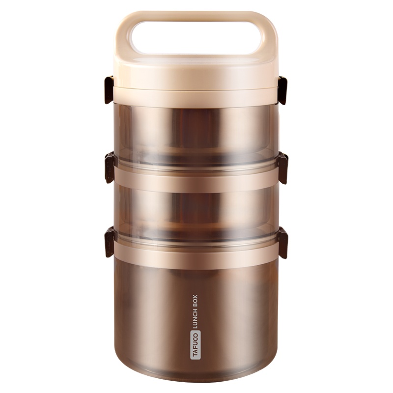 日本泰福高(TAFUCO) 新品 注水保温饭盒304不锈钢防溢叠叠乐发泡便携饭盒多层便当盒上班族学生 保温桶成人饭盒