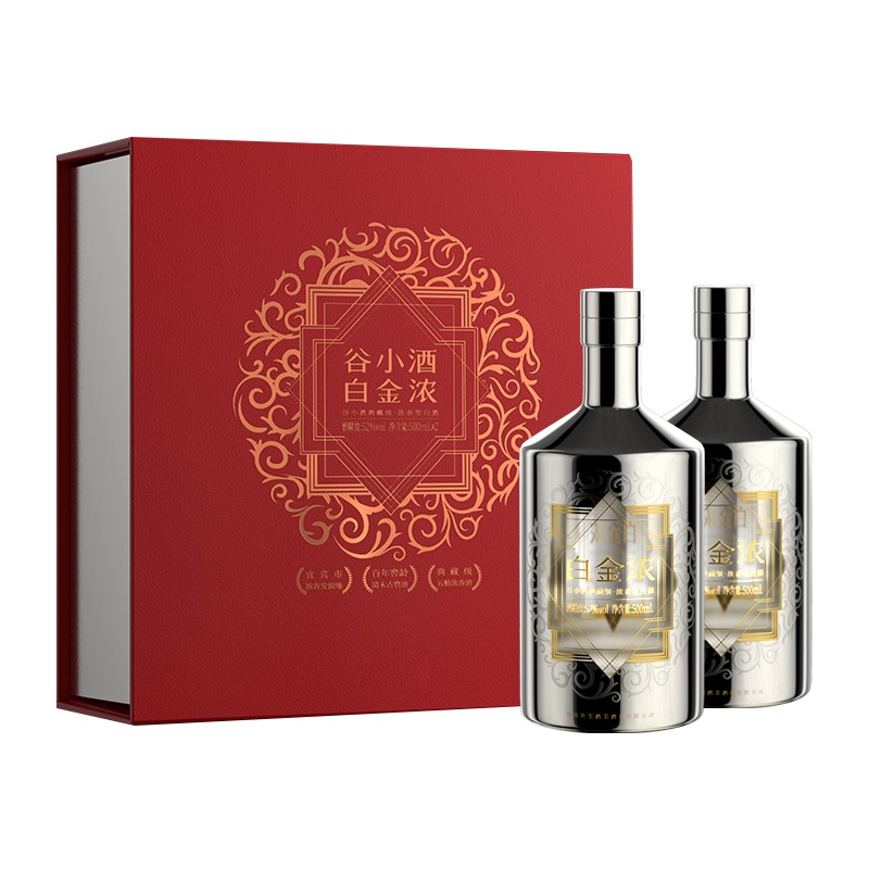 谷小酒 白金浓 52度500ml*2瓶 浓香型白酒 礼盒装
