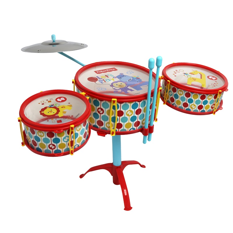 费雪新品爵士鼓架子鼓儿童电子鼓宝宝初学者男孩女孩玩具敲打鼓音乐启蒙益智乐器红色GMFP023