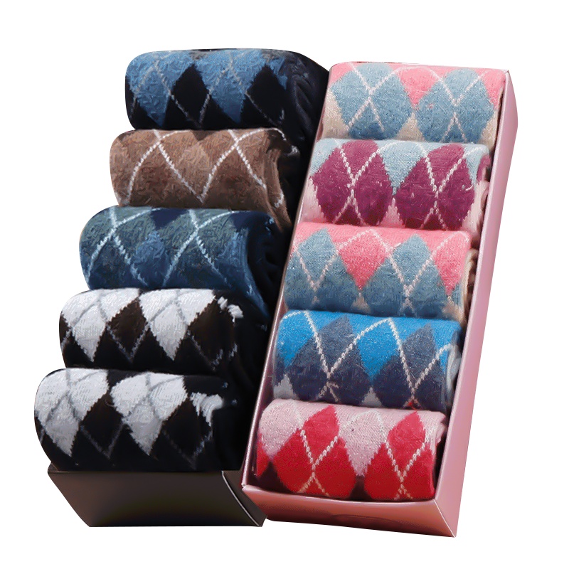 浪莎5双 男女士情侣兔羊毛袜 秋冬加厚保暖中筒袜 男女士保暖袜