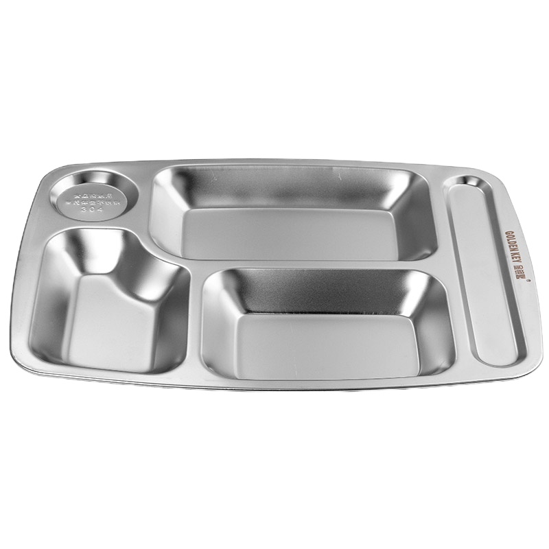 金钥匙(GOLDEN KEY) 不锈钢304 加厚快餐盘 五格 GK-T500B8