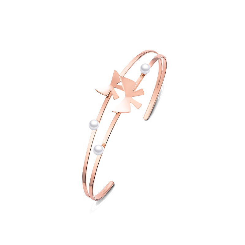 Monologue独白优雅蝴蝶银镶珍珠银项圈生日礼物MA788