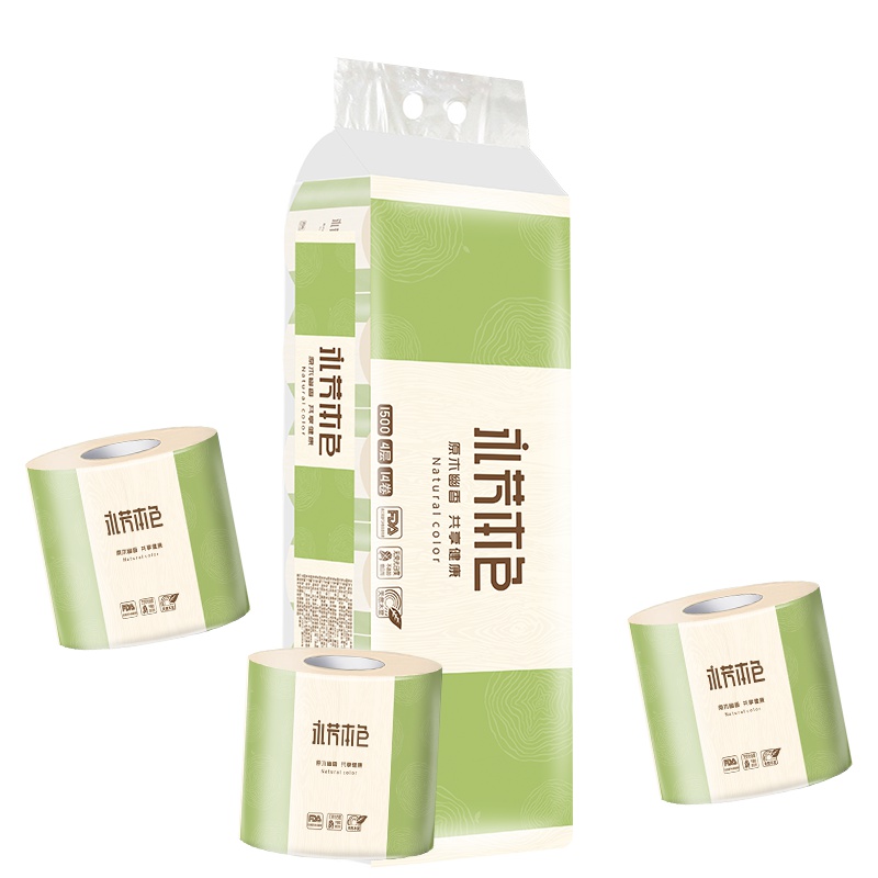 顺清柔 卷纸 本色纸4层 有芯1*12卷/提1500g卫生卷纸