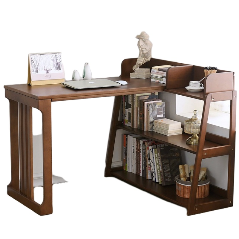 顶鸿DH-HY0408实木书桌书架组合现代简约转角写字台办公桌家用学习桌电脑台式桌 榉木书桌