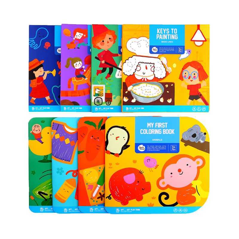 Joan Miro美乐童年 儿童涂色本认知涂鸦填色画绘画本幼儿书宝宝描红本 1-3岁第一阶认知力涂色画册(4本)创意玩具