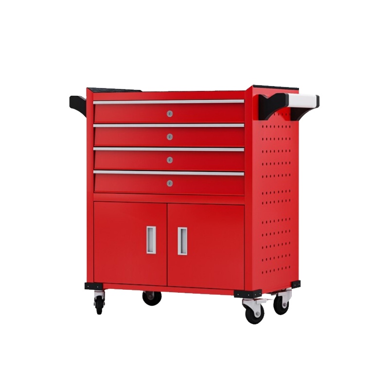 永格加强款抽屉式工具车五金工具箱车间工具柜维修小手推车箱零件柜 四抽（大号）红色
