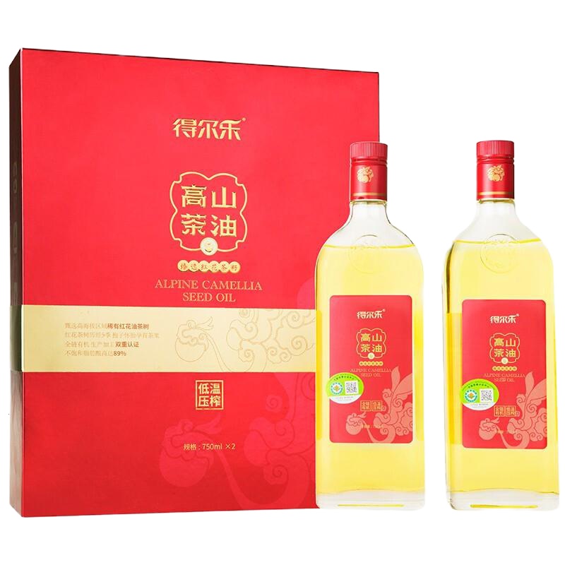 得尔乐精装高山红花低温山茶油礼盒750ml*2瓶（节假日不发货）
