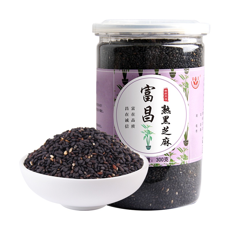 富昌 炒熟黑芝麻粒300g 五谷杂粮 无杂质 香醇饱满 免洗干吃