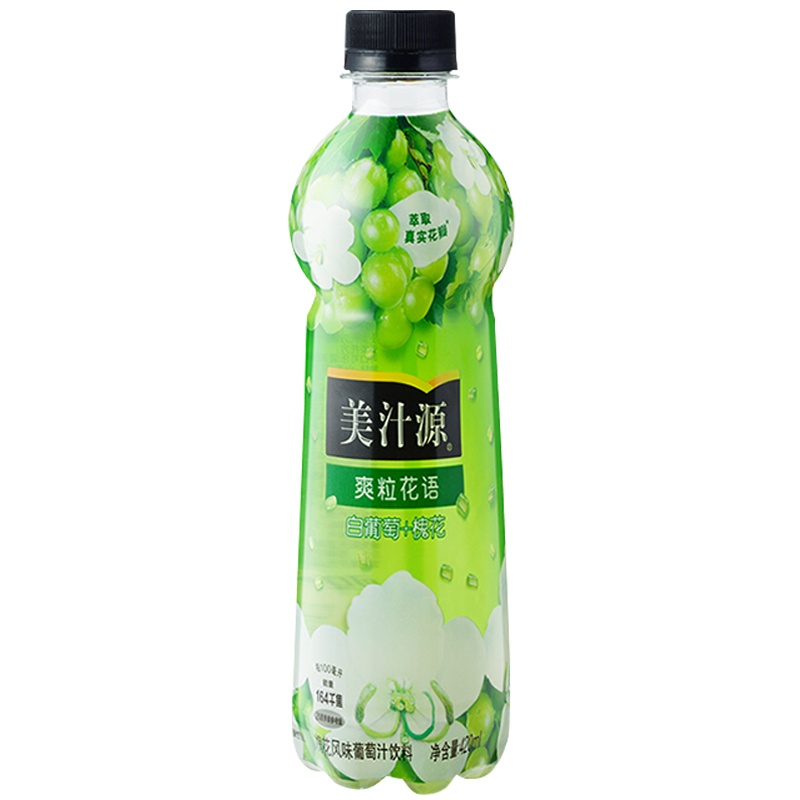 美汁源 爽粒花语槐花风味葡萄汁饮料 420ml*12瓶装 PET 整箱装 可口可乐cocacola出品