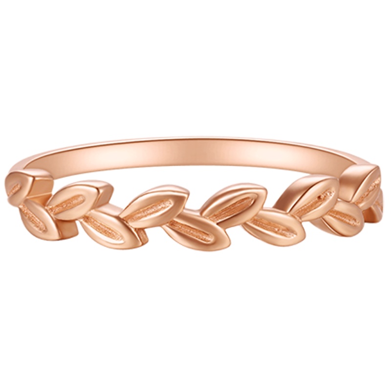 金一国囍18K金新款玫瑰金叶子款女士戒指送女友 (定价)CEA005