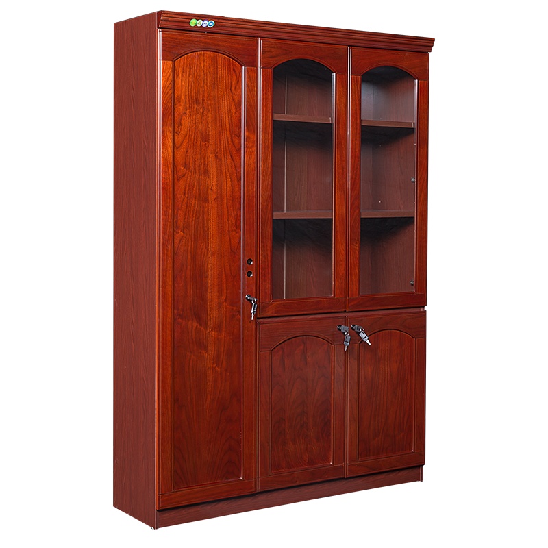 [红心家居]办公家具实木皮油漆书柜文件柜资料柜档案柜3门书柜
