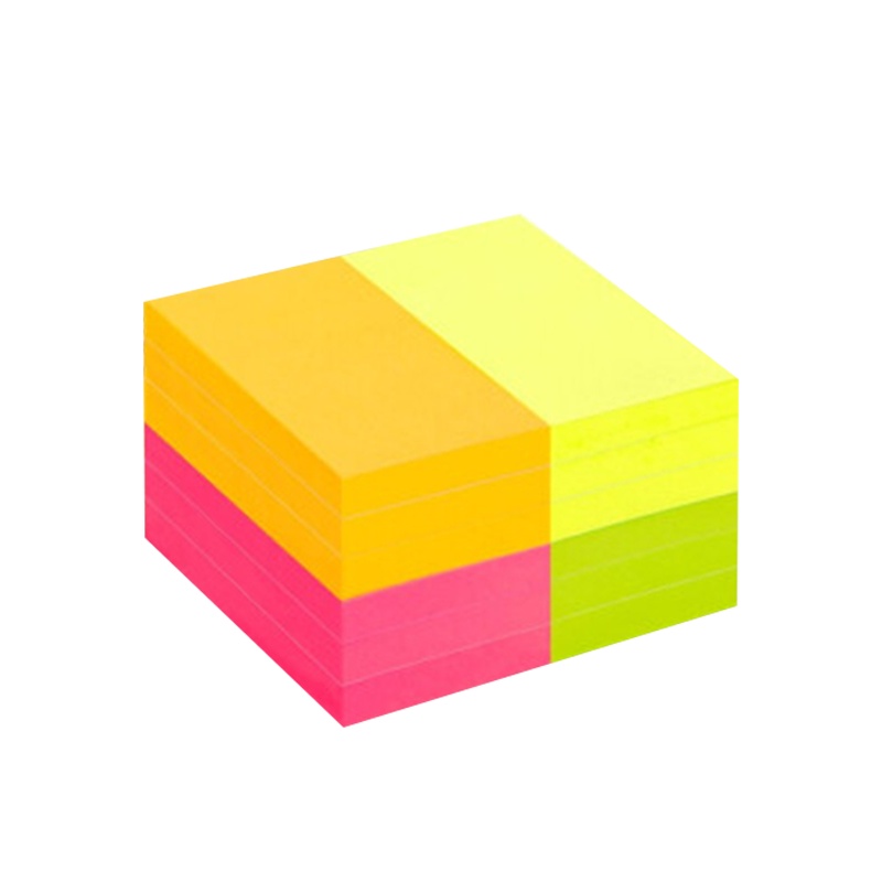 得力9084荧光便利贴便条纸N次贴记事贴办公用品 76*51mm 12本1200张彩色