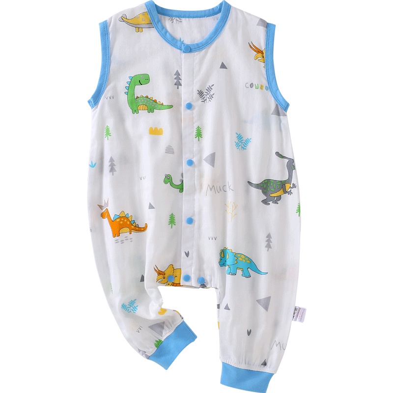 龙之涵[LONGZHIHAN]婴儿纯棉纱布睡袋 宝宝无袖分腿睡袋 吸汗透气护肚肚防踢