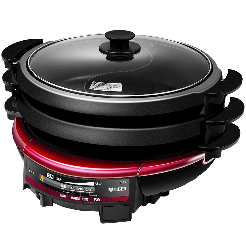 虎牌(tiger)电火锅多功能料理锅鸳鸯锅烧烤 CQD-F12C