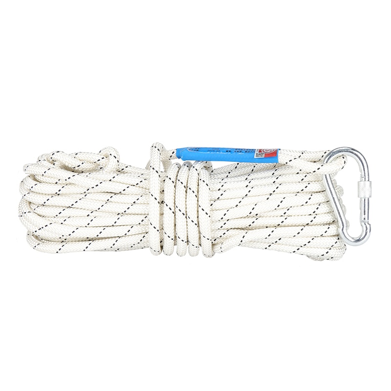 东安3C认证家用应急装备消防安全绳火灾自救逃生绳轻型逃生绳直径9.5mm长度10米配双钢挂钩消防登山绳救援绳