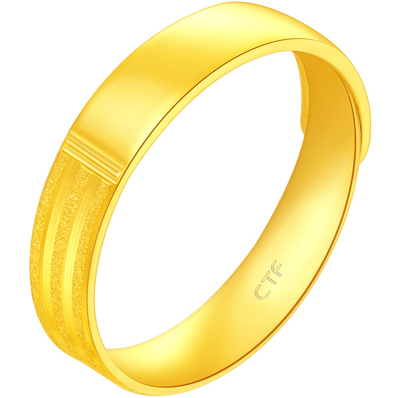 周大福 简约足金金戒指情侣对戒女 计价（工费118元）F216791