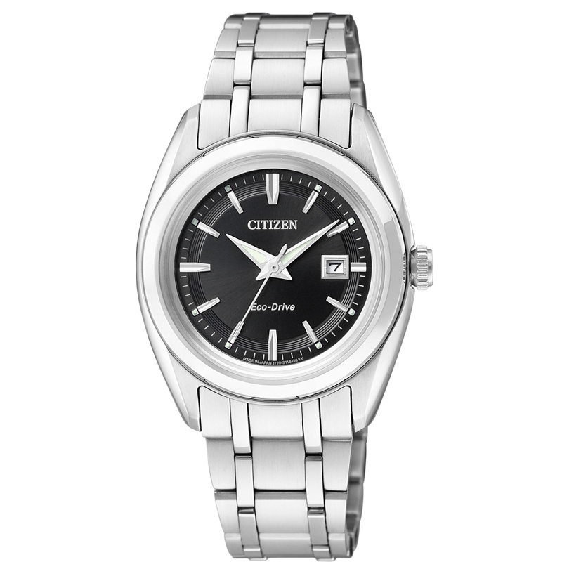 西铁城(CITIZEN)光动能手表情侣不锈钢表带蓝宝石玻璃表镜时尚休闲多功能防水表女款 FE1060-59E