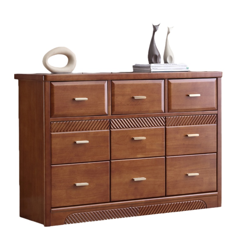 青木川 实木五斗柜客厅主卧室书房家用小户型矮柜立柜多抽屉柜落地九斗橱床边杂物收纳储物柜门厅柜玄关柜 简约现代