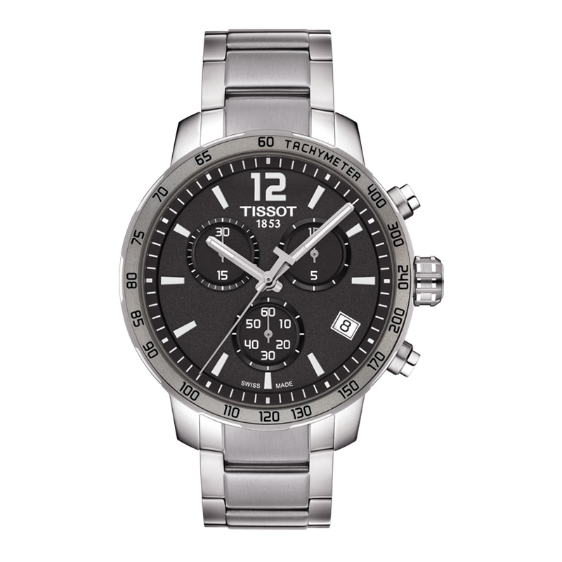天梭(TISSOT)瑞士手表 烟灰色表盘运动休闲时尚都市男表 时捷系列钢带男士石英表T095.417.11.067.00