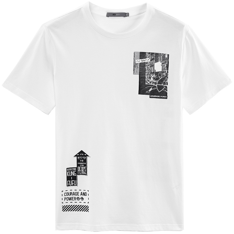 黑鲸潮酷印花短袖t恤2019夏季男装圆领套头衫男CNTBJ28049A