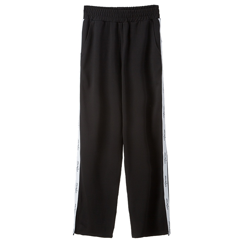 唐狮2020春装新款运动裤女宽松直筒秋阔腿裤女高腰垂感拖地裤子女