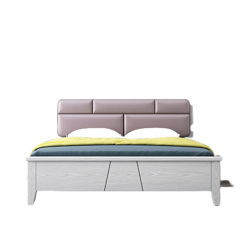 鑫金虎 欧实木皮床仿真皮床现代简约1.5米双人床主卧大床