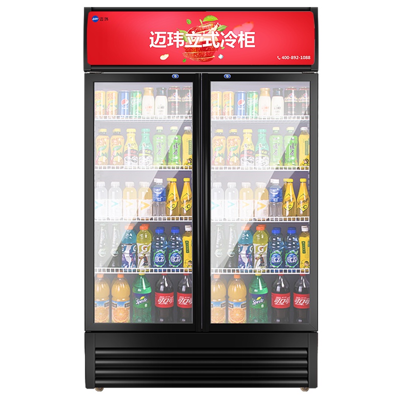 迈玮MW 商用展示柜 688升冷藏立式商用冰柜 冰箱啤酒水果蔬菜保鲜柜饮料柜侧开门红黑双门展示柜