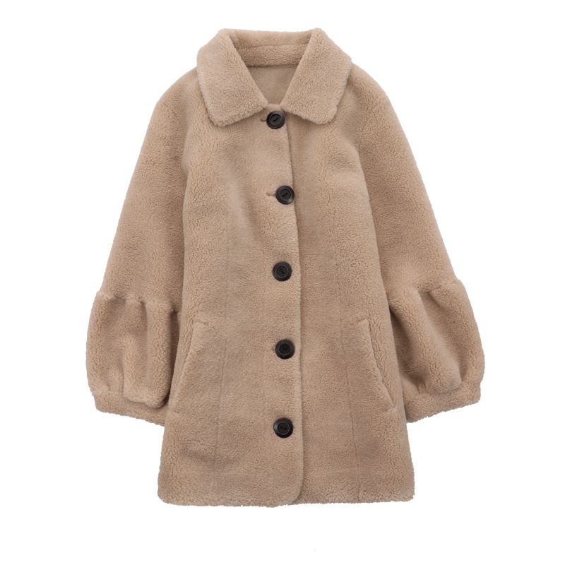 雪米贝奴新款颗粒绒羊剪绒大衣羊羔毛皮毛一体反季皮草外套