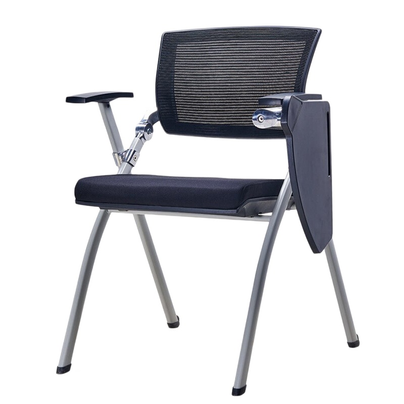 卓澳(ZHUOAO)铝合金培训椅带写字板折叠桌椅一体学生靠背职员办公椅子简约网布会议椅款